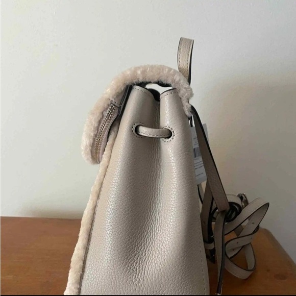 Kate Spade Leila Leather and Faux Shearling Backpack RARE in “light sand” - Picture 11 of 12